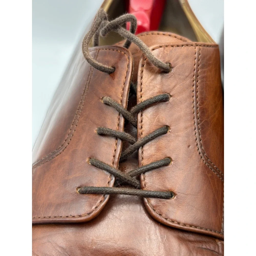 J. Murphy by Johnston & Murphy Men's 12 Brown Leather Cap Toe Derby Dress Shoes